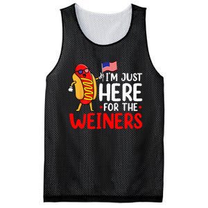 Hot Dog I'm Just Here For The Wieners Sausage 4th of July Mesh Reversible Basketball Jersey Tank