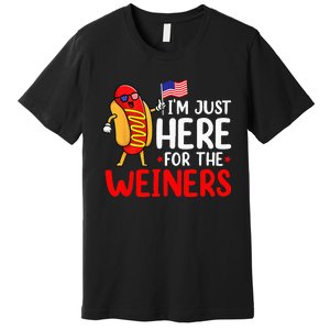 Hot Dog I'm Just Here For The Wieners Sausage 4th of July Premium T-Shirt