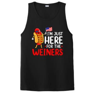 Hot Dog I'm Just Here For The Wieners Sausage 4th of July PosiCharge Competitor Tank