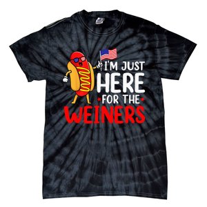 Hot Dog I'm Just Here For The Wieners Sausage 4th of July Tie-Dye T-Shirt