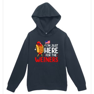 Hot Dog I'm Just Here For The Wieners Sausage 4th of July Urban Pullover Hoodie