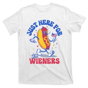 Hot Dog IM Just Here For The Wieners Funny Fourth Of July T-Shirt