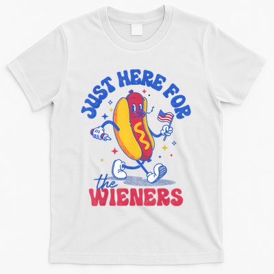 Hot Dog IM Just Here For The Wieners Funny Fourth Of July T-Shirt