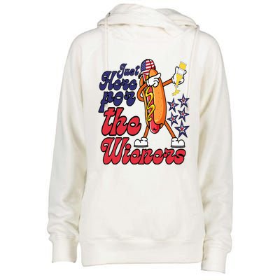 Hot Dog Im Just Here For The Wieners 4Th Of July Womens Funnel Neck Pullover Hood