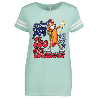 Hot Dog Im Just Here For The Wieners 4Th Of July Enza Ladies Jersey Football T-Shirt