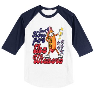 Hot Dog Im Just Here For The Wieners 4Th Of July Baseball Sleeve Shirt