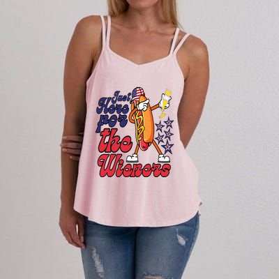 Hot Dog Im Just Here For The Wieners 4Th Of July Women's Strappy Tank