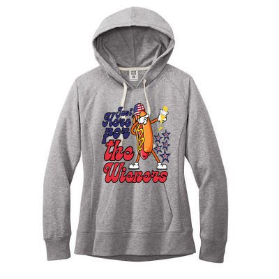 Hot Dog Im Just Here For The Wieners 4Th Of July Women's Fleece Hoodie