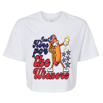 Hot Dog Im Just Here For The Wieners 4Th Of July Bella+Canvas Jersey Crop Tee