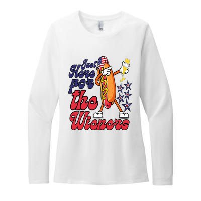 Hot Dog Im Just Here For The Wieners 4Th Of July Womens CVC Long Sleeve Shirt