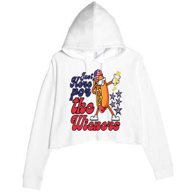 Hot Dog Im Just Here For The Wieners 4Th Of July Crop Fleece Hoodie