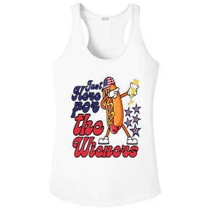 Hot Dog Im Just Here For The Wieners 4Th Of July Ladies PosiCharge Competitor Racerback Tank