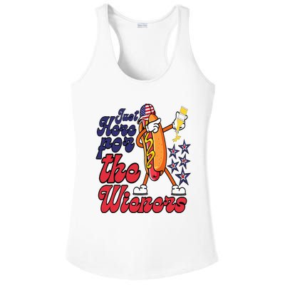 Hot Dog Im Just Here For The Wieners 4Th Of July Ladies PosiCharge Competitor Racerback Tank