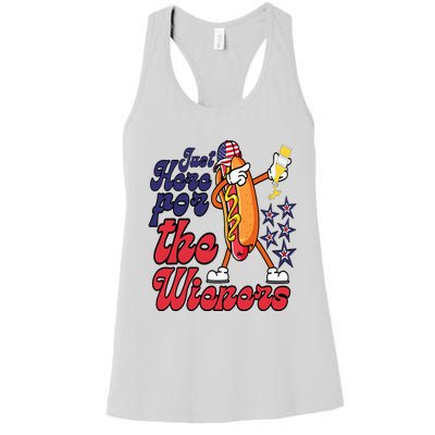 Hot Dog Im Just Here For The Wieners 4Th Of July Women's Racerback Tank