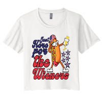 Hot Dog Im Just Here For The Wieners 4Th Of July Women's Crop Top Tee