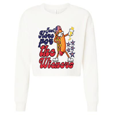 Hot Dog Im Just Here For The Wieners 4Th Of July Cropped Pullover Crew