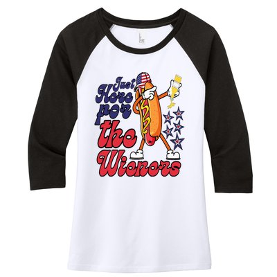 Hot Dog Im Just Here For The Wieners 4Th Of July Women's Tri-Blend 3/4-Sleeve Raglan Shirt