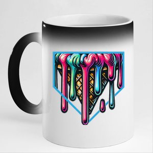 Homeplate Drip Icecream For Softball & Baseball Fans Gift 11oz Black Color Changing Mug