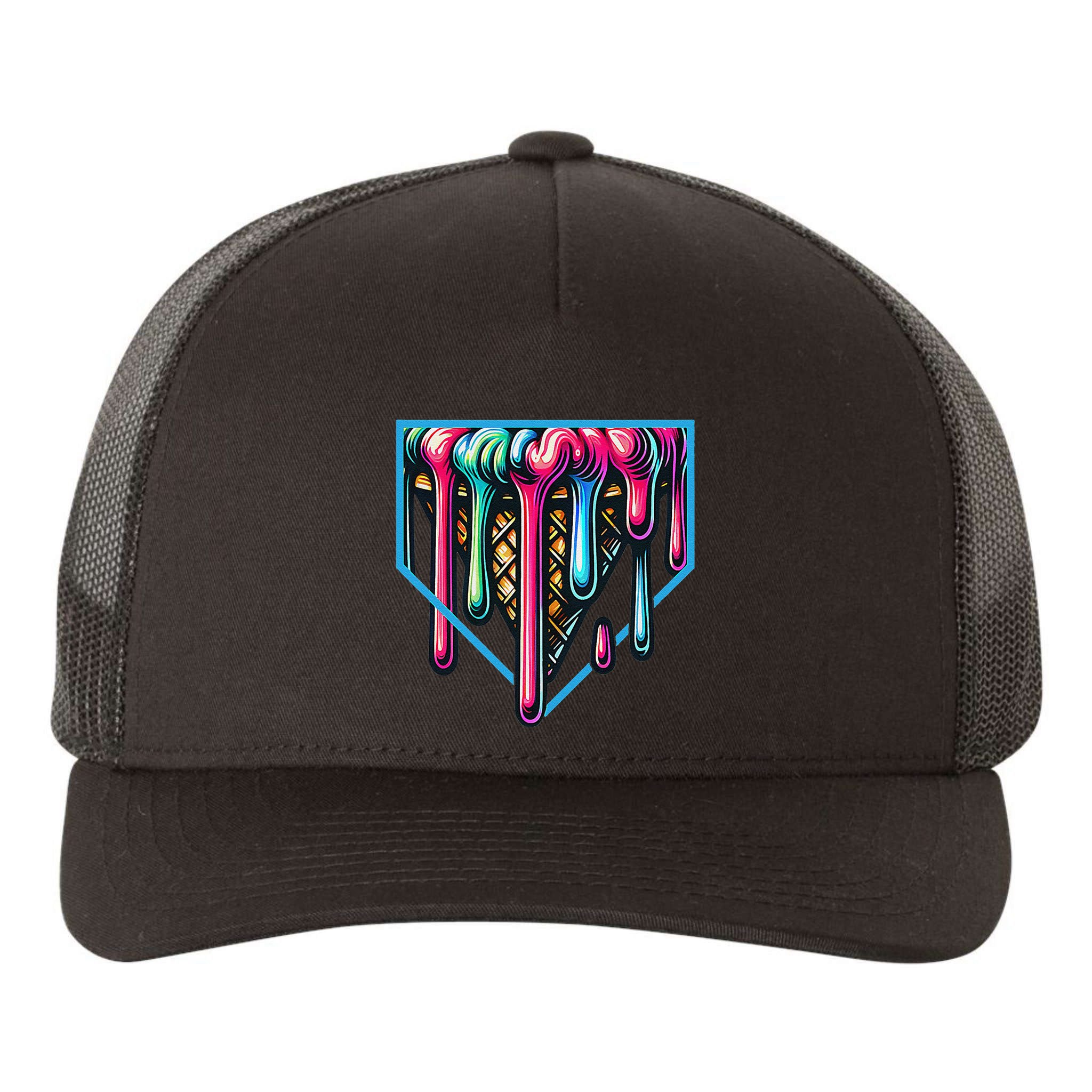 Homeplate Drip Icecream For Softball & Baseball Fans Gift Yupoong Adult 5-Panel Trucker Hat