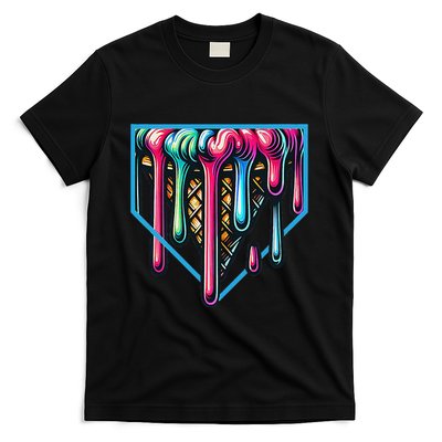 Homeplate Drip Icecream For Softball & Baseball Fans Gift T-Shirt