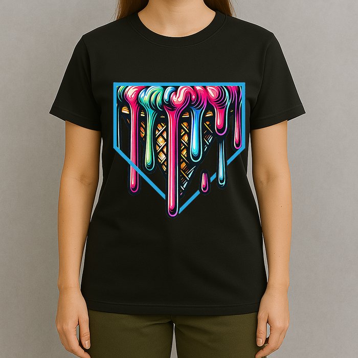 Homeplate Drip Icecream For Softball & Baseball Fans Gift T-Shirt