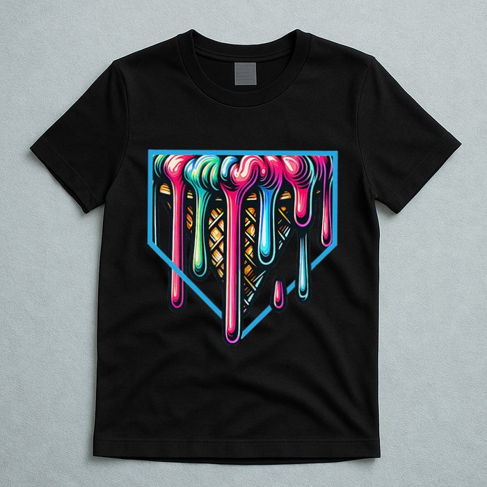 Homeplate Drip Icecream For Softball & Baseball Fans Gift T-Shirt