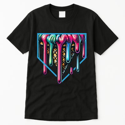 Homeplate Drip Icecream For Softball & Baseball Fans Gift Tall T-Shirt
