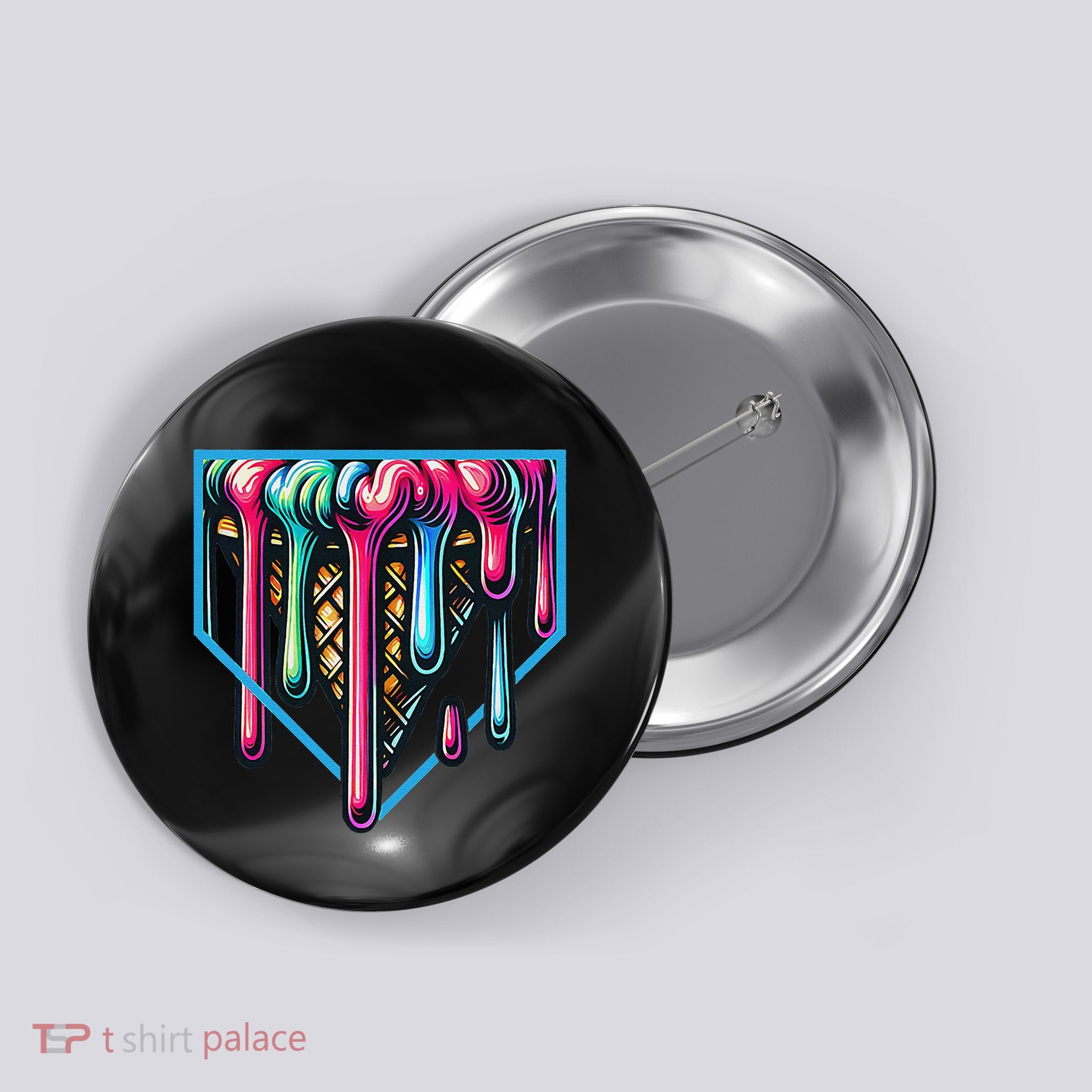 Homeplate Drip Icecream For Softball & Baseball Fans Gift Button