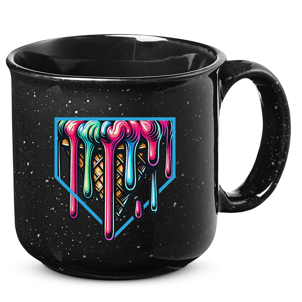 Homeplate Drip Icecream For Softball & Baseball Fans Gift 15oz Campfire Ceramic Mug