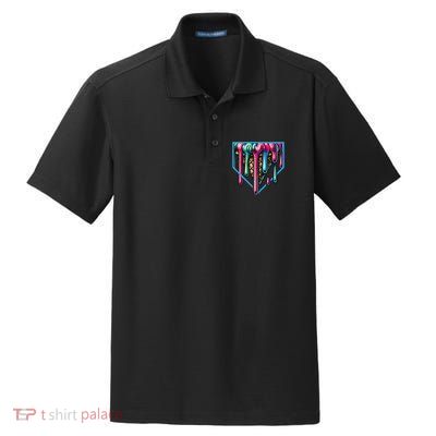 Homeplate Drip Icecream For Softball & Baseball Fans Gift Dry Zone Grid Polo