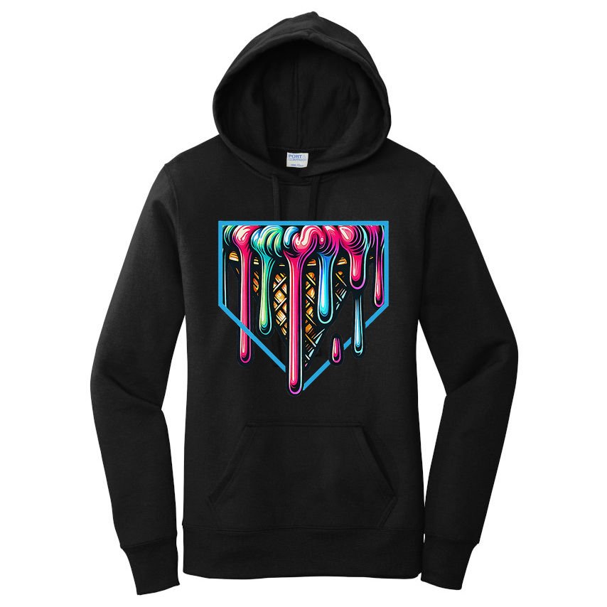 Homeplate Drip Icecream For Softball & Baseball Fans Gift Women's Pullover Hoodie