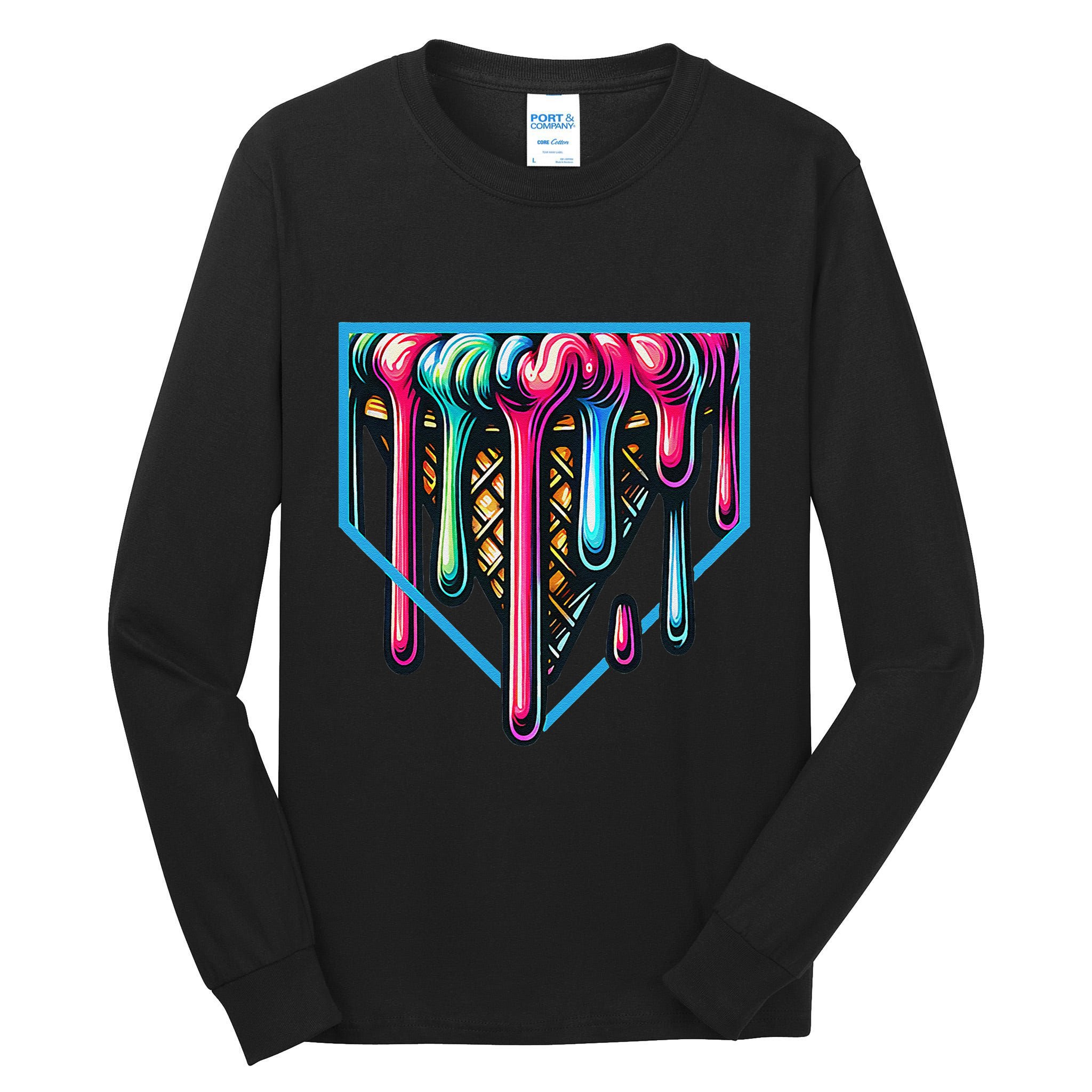Homeplate Drip Icecream For Softball & Baseball Fans Gift Tall Long Sleeve T-Shirt