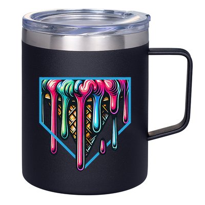 Homeplate Drip Icecream For Softball & Baseball Fans Gift 12oz Stainless Steel Coffee Mug