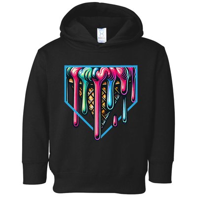 Homeplate Drip Icecream For Softball & Baseball Fans Gift Toddler Hoodie