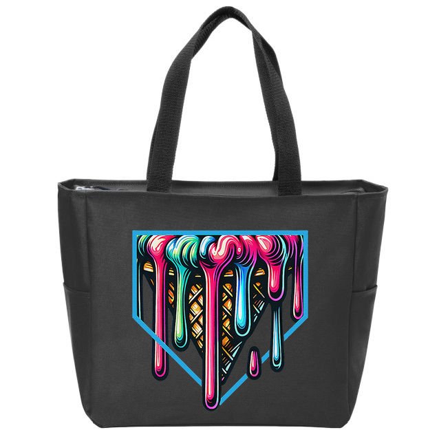 Homeplate Drip Icecream For Softball & Baseball Fans Gift Zip Tote Bag