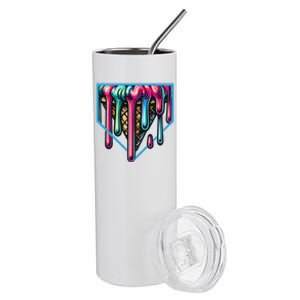 Homeplate Drip Icecream For Softball & Baseball Fans Gift Stainless Steel Tumbler