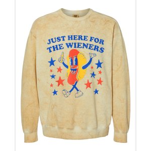 Hot Dog Im Just Here For The Wieners 4th Of July Funny Colorblast Crewneck Sweatshirt