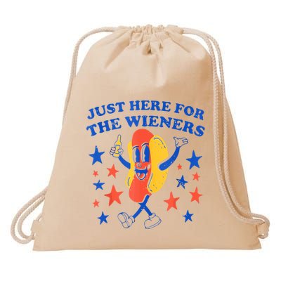Hot Dog Im Just Here For The Wieners 4th Of July Funny Drawstring Bag