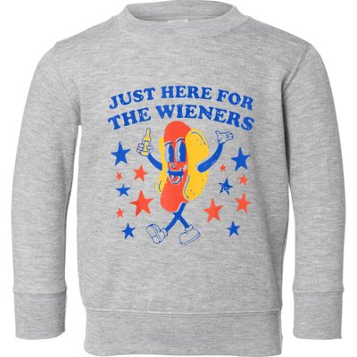 Hot Dog Im Just Here For The Wieners 4th Of July Funny Toddler Sweatshirt