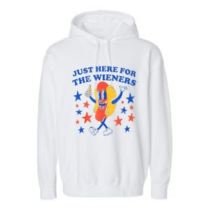 Hot Dog Im Just Here For The Wieners 4th Of July Funny Garment-Dyed Fleece Hoodie