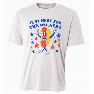 Hot Dog Im Just Here For The Wieners 4th Of July Funny Cooling Performance Crew T-Shirt