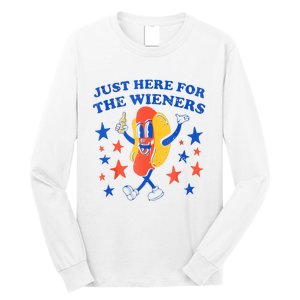 Hot Dog Im Just Here For The Wieners 4th Of July Funny Long Sleeve Shirt