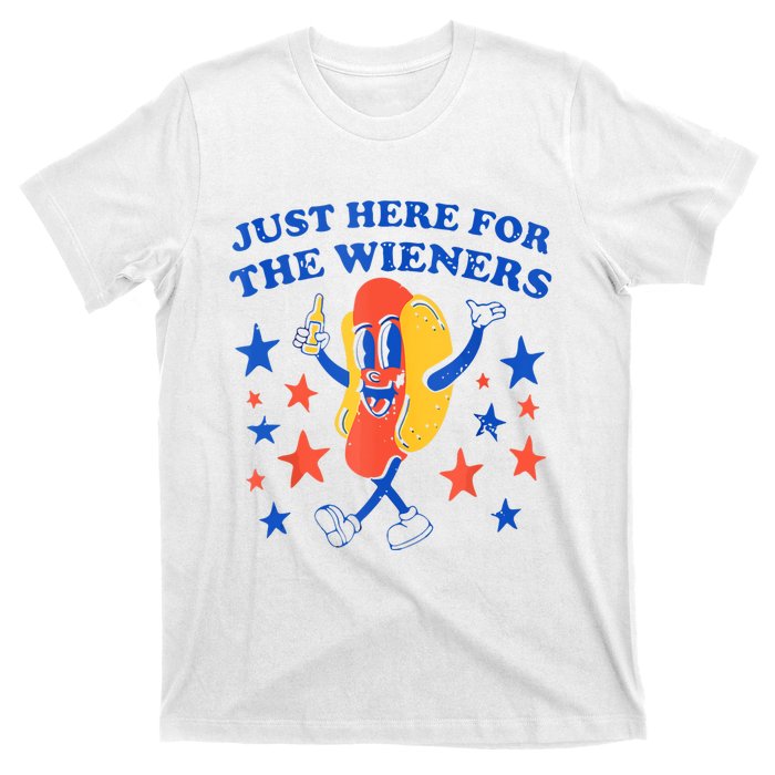 Hot Dog Im Just Here For The Wieners 4th Of July Funny T-Shirt