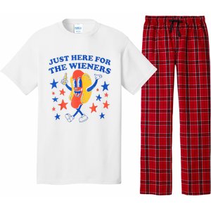 Hot Dog Im Just Here For The Wieners 4th Of July Funny Pajama Set