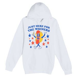 Hot Dog Im Just Here For The Wieners 4th Of July Funny Premium Pullover Hoodie