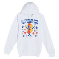 Hot Dog Im Just Here For The Wieners 4th Of July Funny Premium Pullover Hoodie