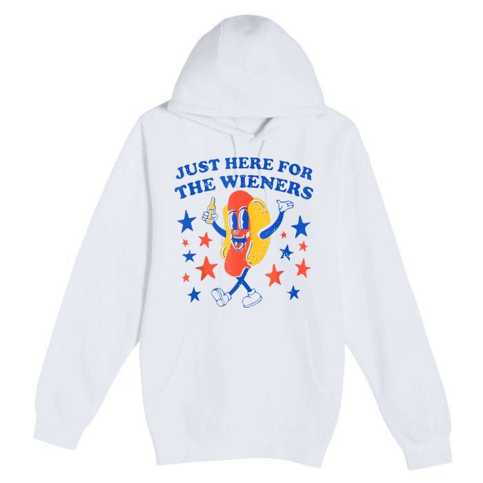 Hot Dog Im Just Here For The Wieners 4th Of July Funny Premium Pullover Hoodie