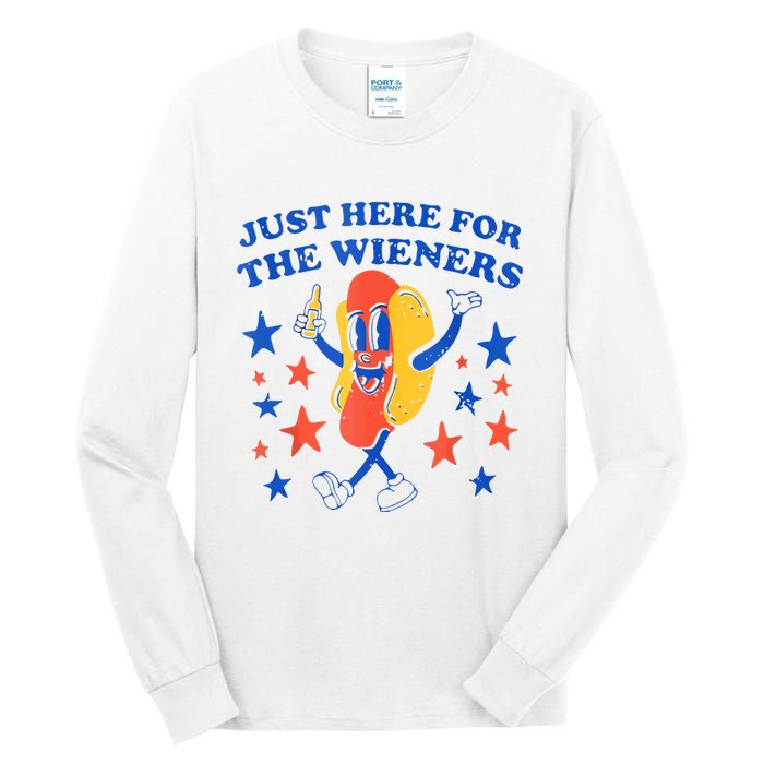 Hot Dog Im Just Here For The Wieners 4th Of July Funny Tall Long Sleeve T-Shirt