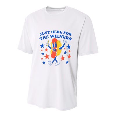 Hot Dog Im Just Here For The Wieners 4th Of July Funny Youth Performance Sprint T-Shirt