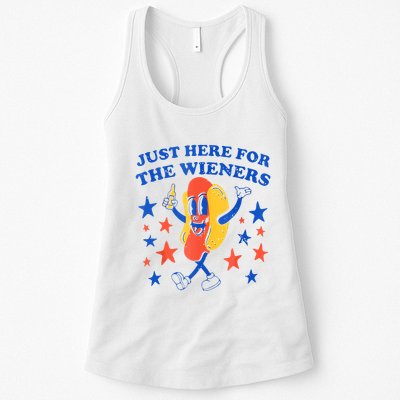 Hot Dog Im Just Here For The Wieners 4th Of July Funny Womens Tank Top